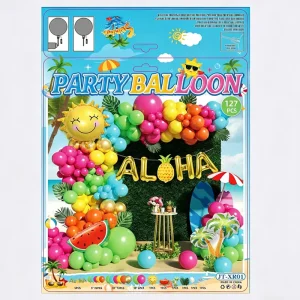 Hawaiian Luau Birthday Pineapple Balloon Kit accessories Summer Pool Party Music Festival Party Decorations Balloon Garlands