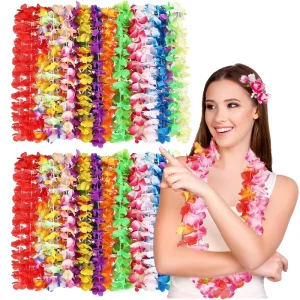 Hawaiian Themed Leis Tropical Theme Artificial Flower Necklace Garland Thickened Floral Party Wedding Decorations