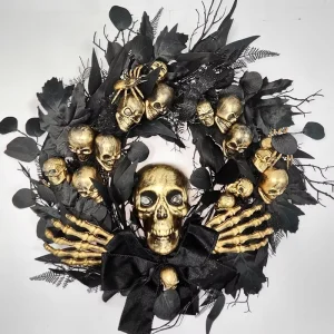 Head Skeleton Pumpkin Autumn Home Decor Door Ornaments Hanging Door Supplies Halloween Garland Wreath Decorations