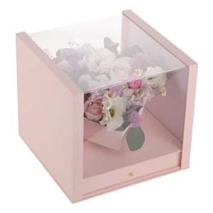 Heart Acrylic Material with Drawer Flower Box Holiday Gift Transparent Box