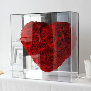 Heart-Shaped Acrylic Box Immortal Eternal Forever Preserved Roses for Mother’s Day Valentine’s Day Saint Valentine
