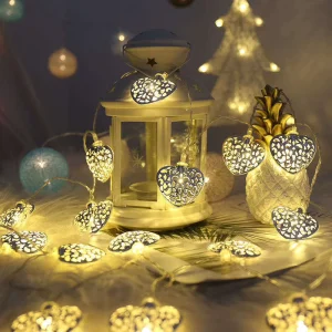Heart-Shaped Copper LED Light String Outdoor Festive Wedding Decorative Lights with Rechargeable Battery Box