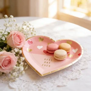 Heart Shaped Kraft Paper Tableware Disposable Cups Bowls and Plates for Romantic and Festive Occasions for Food Crafts Use