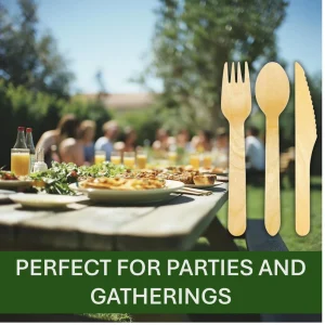 Heavy Duty Compostable Bamboo Utensils Zero Plastic Luxury Cutlery for Weddings Disposable Wooden Cutlery Set