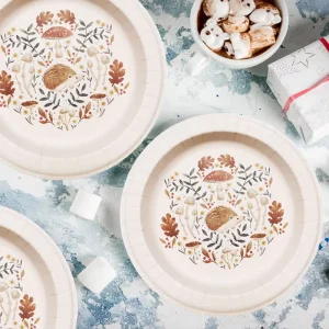 Hedgehog Printed Christmas Animal Theme Paper Plates 8 Inch Customize Logo Disposable Food Grade Environment Friendly Party