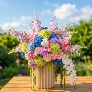 High Density Summer Pink Blue Purple Aisle Centerpiece Aisle Green Flowers Summer Aisle Flower Runner Amaranthus