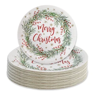 High End Fancy Disposable Paper Plates Christmas Festival Party Event Tableware Supplies Home Kitchen Decoration Sturdy Set