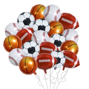 High Quality 18 Inch 20 PCS Aluminium Foil Balloons Kit American Football Rugby Sports Super Bowl Party Decorations