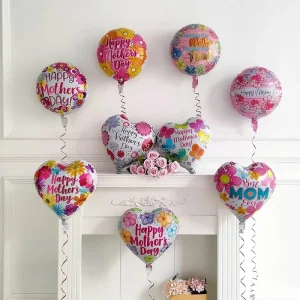High Quality 18 Inches Foil Balloons Heart Round Happy Mother Day Balloon Bulk Birthday Party Decoration