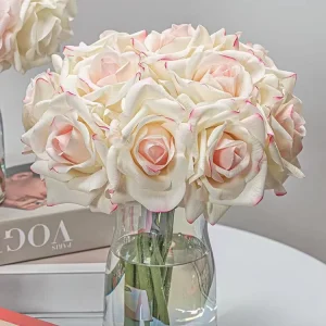 High Quality 25cm 5 Heads Artificial Rose Moisturising Rose Flower for Home Decor Wedding Tables Flower