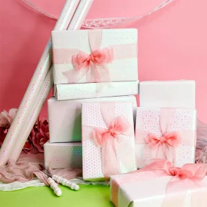 High Quality 80g Coated Disposable Printed Glimmer Paper 43*300cm Luxury Custom Birthday Gift Wrapping Packaging
