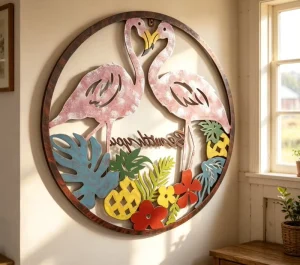 High Quality All Seasons Metal Flamingo Wall Hanging Handmade Spring Design Trusted Manufacturer’s Latest Wall Decor for Home