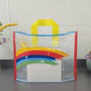 High Quality Biodegradable rainbow Transparent Plastic Bag for Party and Holiday Gift Carrying Bags