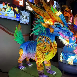 High Quality Chinese Traditional Qilin Festival Lantern Silk Fabric LED Animal Lantern Festival for Museum Exhibition