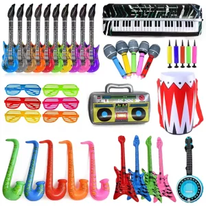 High Quality Colorful Inflatable Rock Star Toy Set Inflatable Musical Instruments Inflatable Guitar Props for Party Decoration