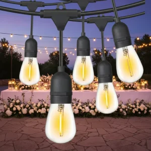 High Quality Commercial Waterproof Hanging LED Outdoor Decorative Festoon String Lights Warm White Copper IP44 Customizable
