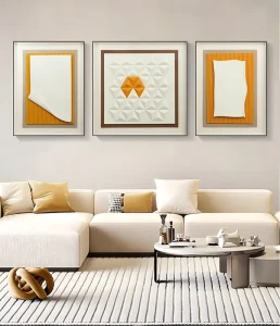 High Quality Custom Art Deco Abstract Wave Wooden Carving Aluminum Framed Artwork for Home and Hotel Decor Living Room