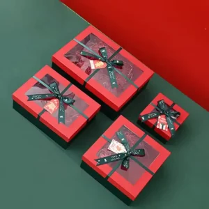 High Quality Custom Christmas Cardboard Paper Box Packaging Luxury Gift Boxes With Clear PVC Window for Gift Packing