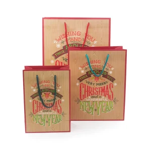 High Quality Custom Christmas Kraft Paper Bag Coated Paper Gift Packaging for Holiday Gifts and Celebrations