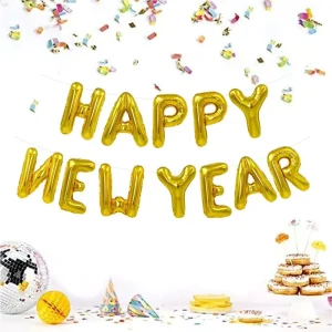 High Quality Decoration Happy New Year Balloon Bunting Gold Letters Balloons for Festival Anniversary Party Supplies