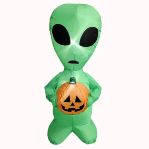 High Quality Holiday Decoration Inflatable Extra terrestrial with Pumpkin Bright White LEDs Halloween Party Yard