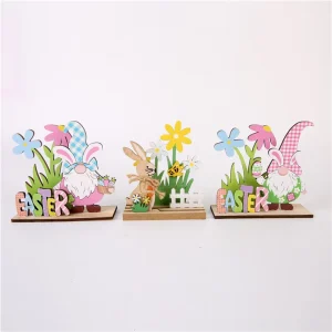 High Quality Natural Color Easter Bunny Wooden Ornament New Arrival Eco friendly Reusable Lightweight Table Decoration