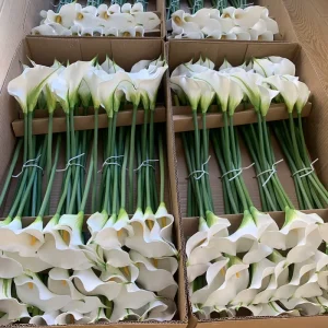 High Quality Real Touch PU Artificial White Calla Lily Flowers for Table Centerpiece Mother’s Day Christmas Decor Waterproof
