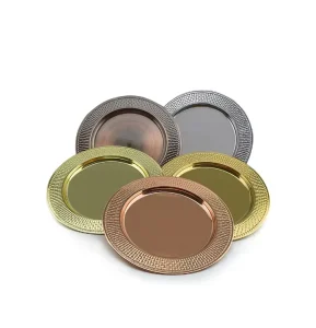 High Quality Stainless Steel Large Size Gold Tableware Wedding Party Christmas Decorate Dish Dinner Charger Plate Decoration