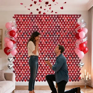 High Quality Wedding Party Events Stage Backdrop Sparking Laser Red Sequin Shimmer Wall Panels