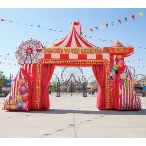 High quality Customized Carnival Inflatable Arch Blow Circus Entrance Fast Setup Nylon PVC Material 9.1×1.52×6.4m for