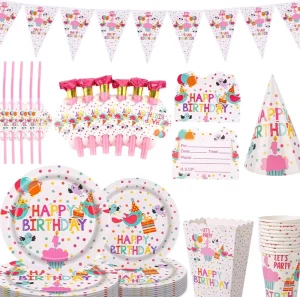 High quality Fresh and Light Birthday Party Set Disposable Paper Plate Cup Theme Party Tableware Set Decoration