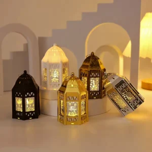 High quality Ramadan Plastic Led Lights Islamic Muslim Festival Gifts Middle East Lantern EID Mubarak Party Decoration