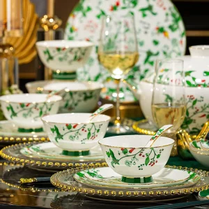 High value New Bone China Tableware Set New Chinese Style Light Luxury Household Bowls Plates and Dishes High end Gifts