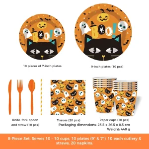 Holiday Celebration Halloween Disposable Tableware Set Pumpkin Printing Party Event Accessories