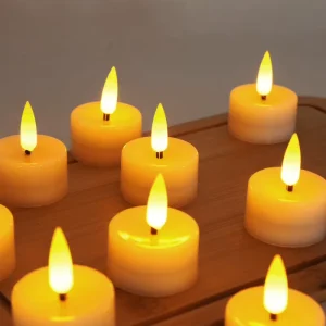 Holiday Decoration 12Pcs Flameless LED Candle Light 3d Real Flame Smokeless Tea Candle Yellow Flickering Flameless LED Candles