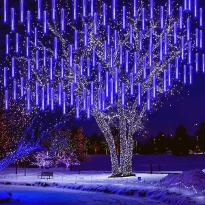 Holiday Decoration 8 Tube Meteor Shower Rain LED Fairy String Light Street Garland Christmas Tree for Outdoor Decoration