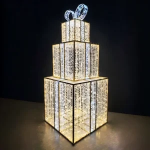 Holiday Decoration Indoor Outdoor IP65 Large Christmas Illuminated LED Gift Box Motif Light Waterproof for Park Mall Plaza