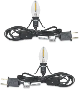 Holiday Decorative Lights Christmas Decorative Lights UL Listed C7 Accessory Cord with C7 LED Light Bulb Set of 2