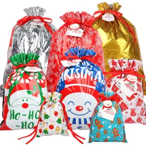Holiday Drawstring Wrapping Sacks Pouches Christmas Gift Bag