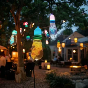 Holiday Festival Decoration Colorful Christmas RGB Pendant Lighting Colorful Glass Wishing Bulb Light Water Drop Light