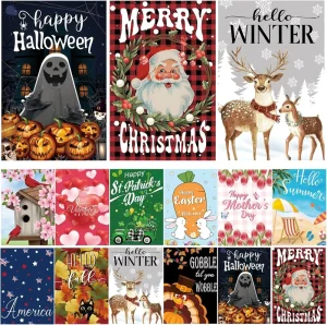 Holiday Garden Flags for Christmas Easter Halloween Seasonal Outdoor Yard Banner Decoration Custom Design Available