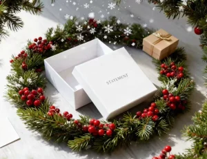 Holiday Gift 2 Piece Box Lid and Base Box With One Color Logo for Christmas