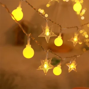 Holiday Hanging Festival Lamp Decor Lighting for Christmas Indoor Star Snowflake LED String Fairy Christmas Firefly Lights