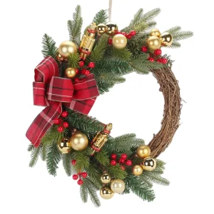Holiday Home Decoration Christmas Wreath Decoration 20 Inch Christmas Ball Bow Combination Christmas Wreath