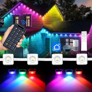 Holiday LED IP68 Metal Point Light Multi Colors 50FT/100FT/150FT Permanent Outdoor Building Roof Lighting Christmas Halloween