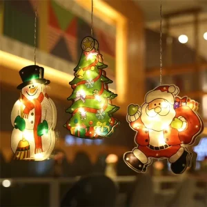 Holiday Light Christmas Decoration Lamp Room Decor Accessories Christmas Hanging Lights Snowman and Merry Christmas LED Lights