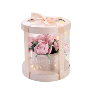 Holiday Recyclable Glossy Lamination Paperboard Flower Round Bubble Transparent Gift Box