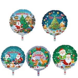 Holiday Supplies Globos Navidad Round 18 Inch Helium Decoration Inflatable Party Aluminum Christmas Mylar Foil Balloon