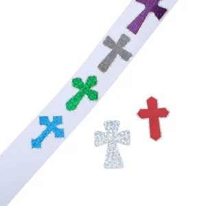 Holographic Glitter Cross Washi Tape Strong Self adhesive for Easter Crafts Religious Cards Church Party Decor Sticker Roll