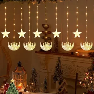 Home Bedroom Ornaments Xmas Gifts Christmas Decoration LED Christmas String Lights Ball Ring Curtain Garland